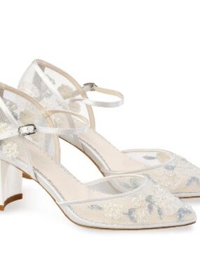 Bella Belle VIVIAN Something Blue Ivory Block Heel Bridal Shoes